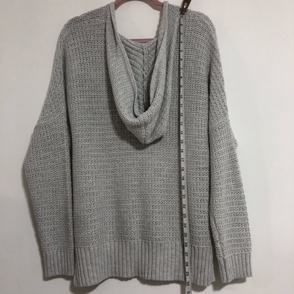 NWT Rachel Zoe Light Grey Knit Cotton Hoodie Sweater size Large. Athletic prep - Picture 5 of 5